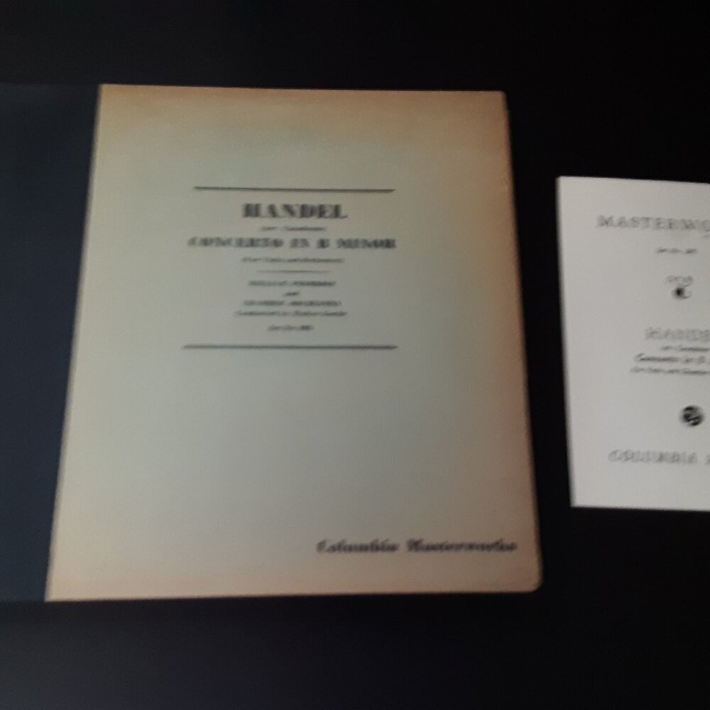 Handel - Concerto In B Minor - 3 Shellac 78RPM Binder - Circa 1937